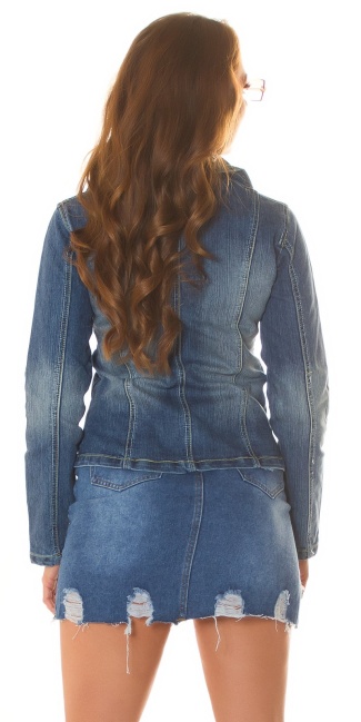 Jeans Jacket with glitter Festival Style Blue